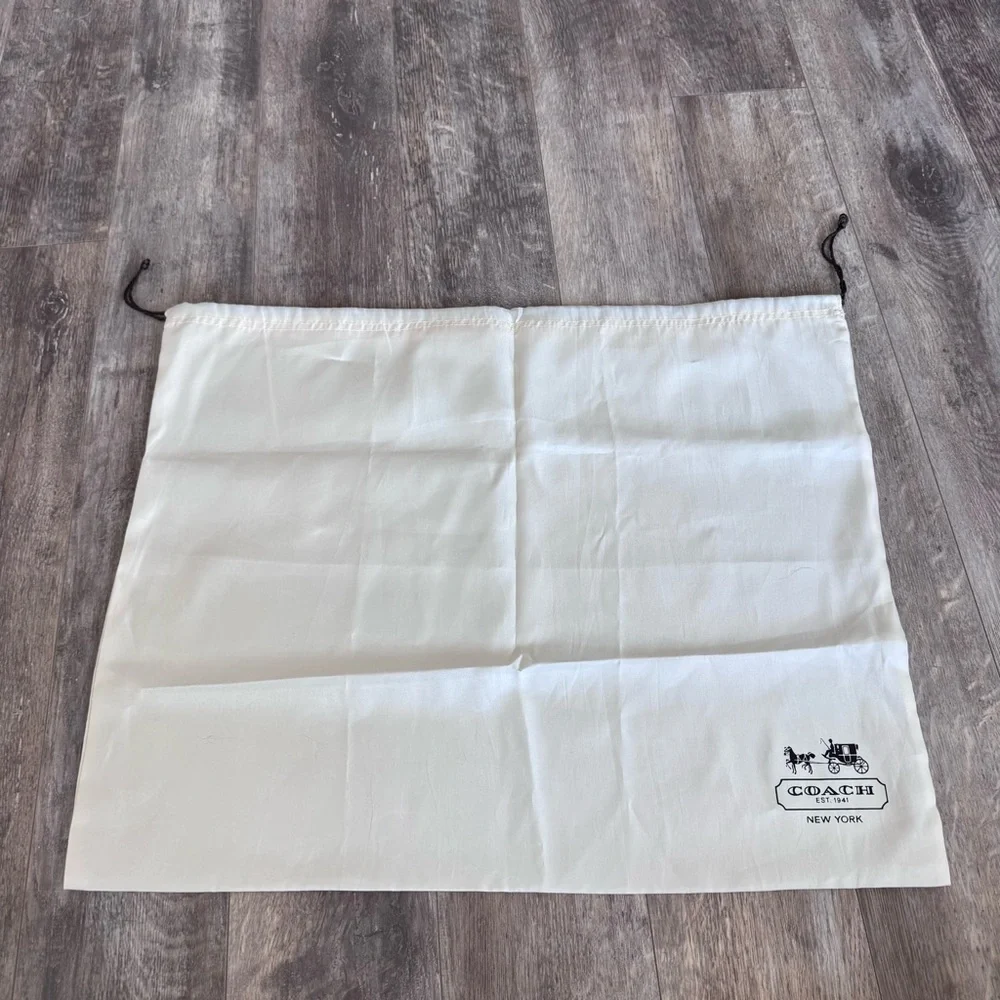 Coach Satin Butter Yellow Large Dust Bag with Brown Drawstring - 23.25” x 18.75”